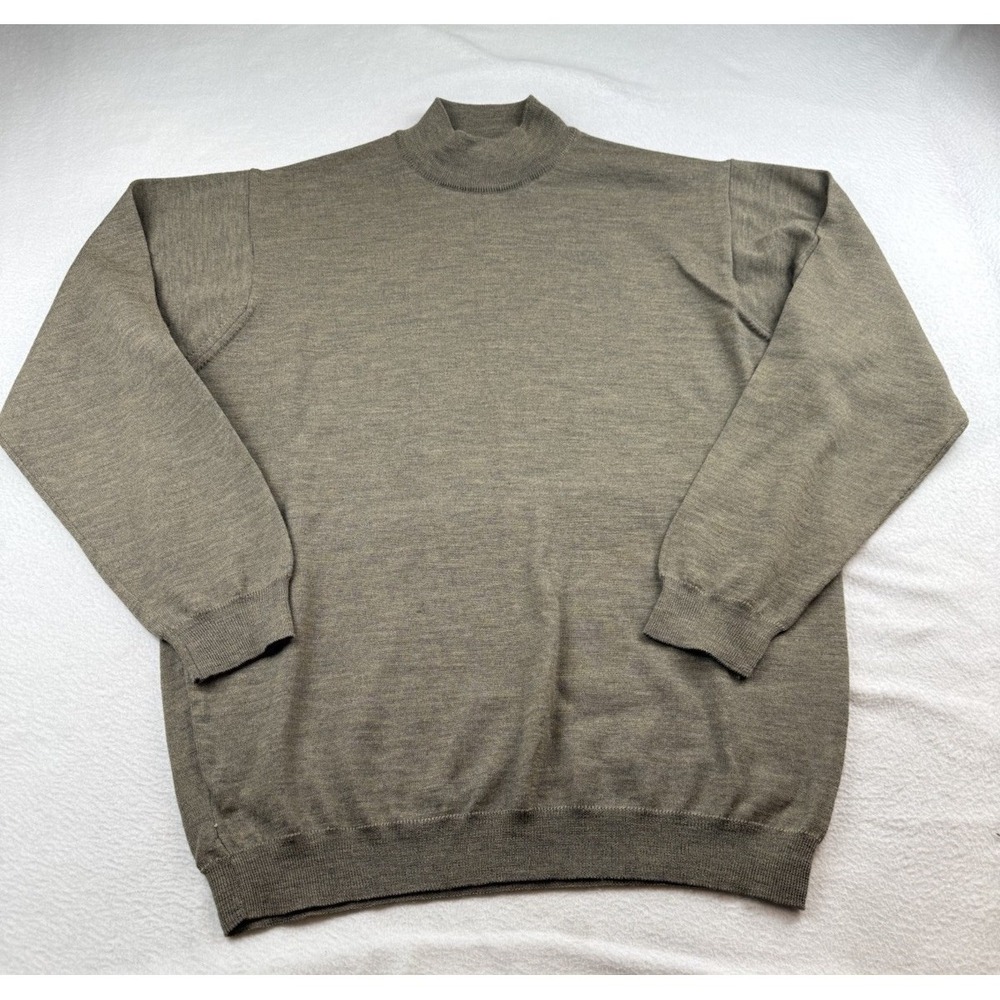 Halogen Sweater Men XL Brown Long Sleeve Extra Fine Merino Wool Pullover Heather